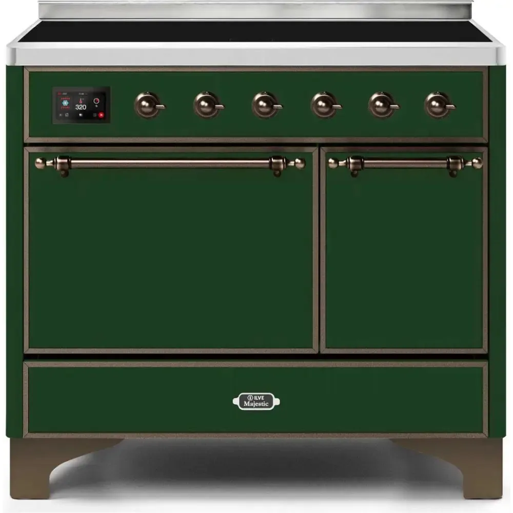 ILVE Majestic II 40 Inch Electric Freestanding Induction Range with Solid Door and Bronze Trim