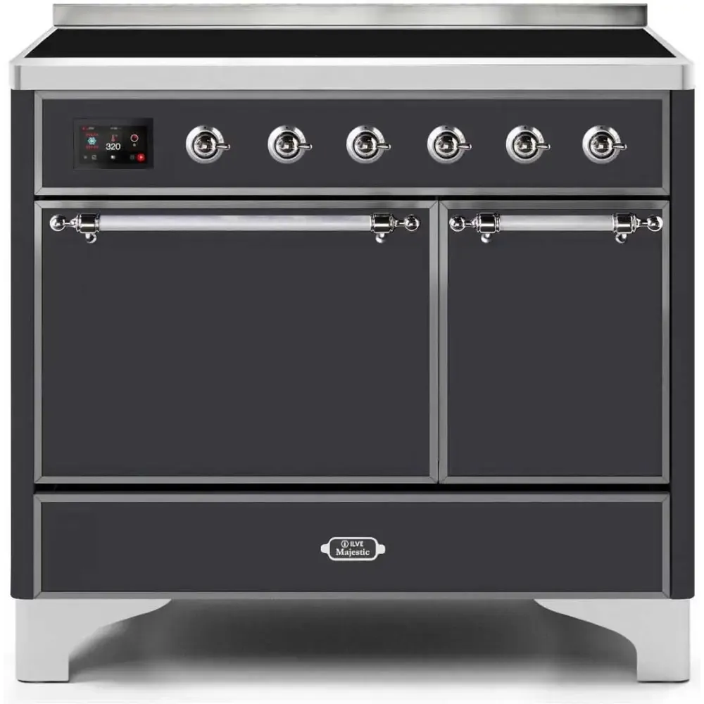 ILVE Majestic II 40 Inch Electric Freestanding Induction Range with Solid Door and Chrome Trim