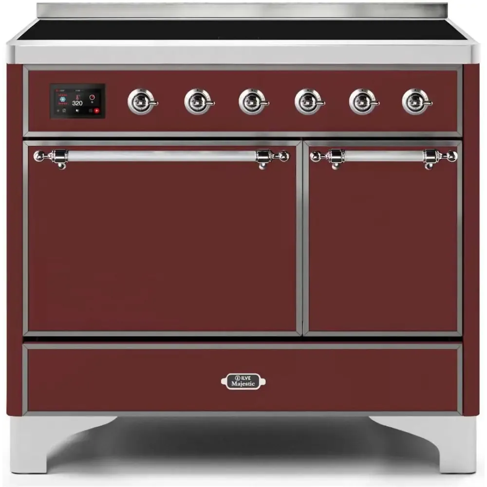 ILVE Majestic II 40 Inch Electric Freestanding Induction Range with Solid Door and Chrome Trim