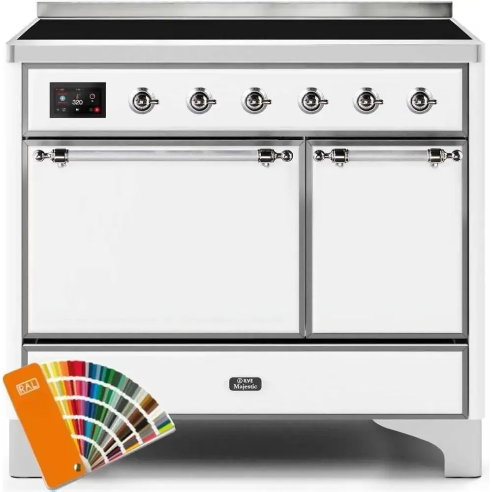 ILVE Majestic II 40 Inch Electric Freestanding Induction Range with Solid Door and Chrome Trim