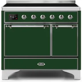 ILVE Majestic II 40 Inch Electric Freestanding Induction Range with Solid Door and Chrome Trim