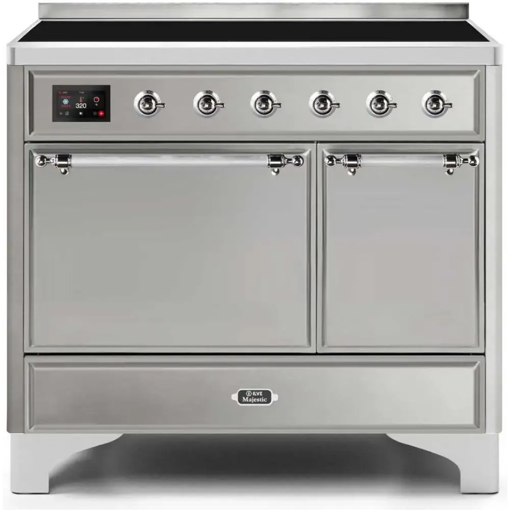 ILVE Majestic II 40 Inch Electric Freestanding Induction Range with Solid Door and Chrome Trim