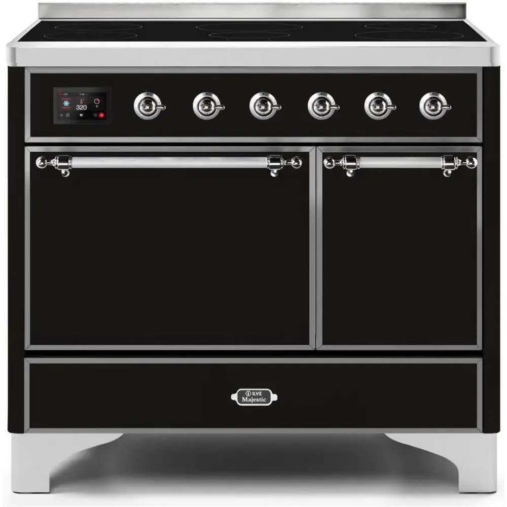 ILVE Majestic II 40 Inch Electric Freestanding Induction Range with Solid Door and Chrome Trim