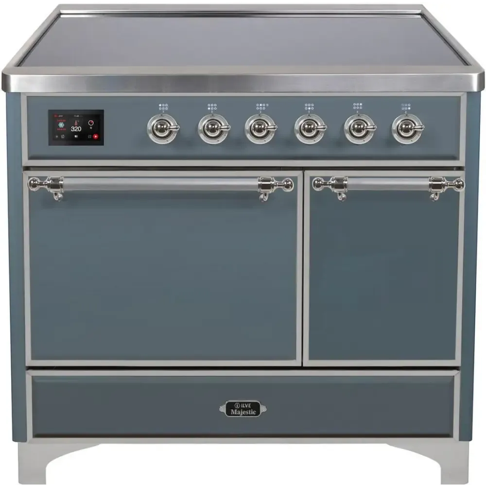 ILVE Majestic II 40 Inch Electric Freestanding Induction Range with Solid Door and Chrome Trim