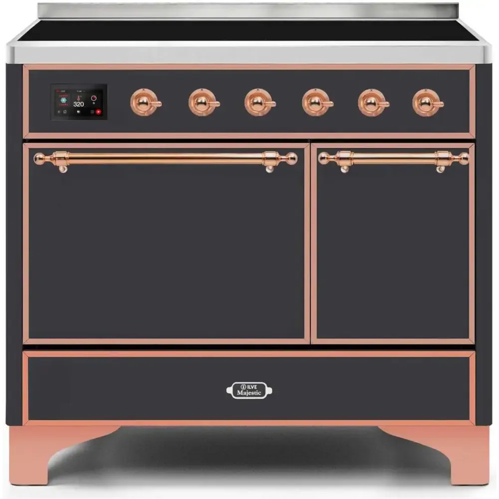 ILVE Majestic II 40 Inch Electric Freestanding Induction Range with Solid Door and Copper Trim