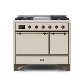 ILVE Majestic II 40 Inch Freestanding Dual Fuel Natural Gas Range and Electric Oven with Bronze Trim