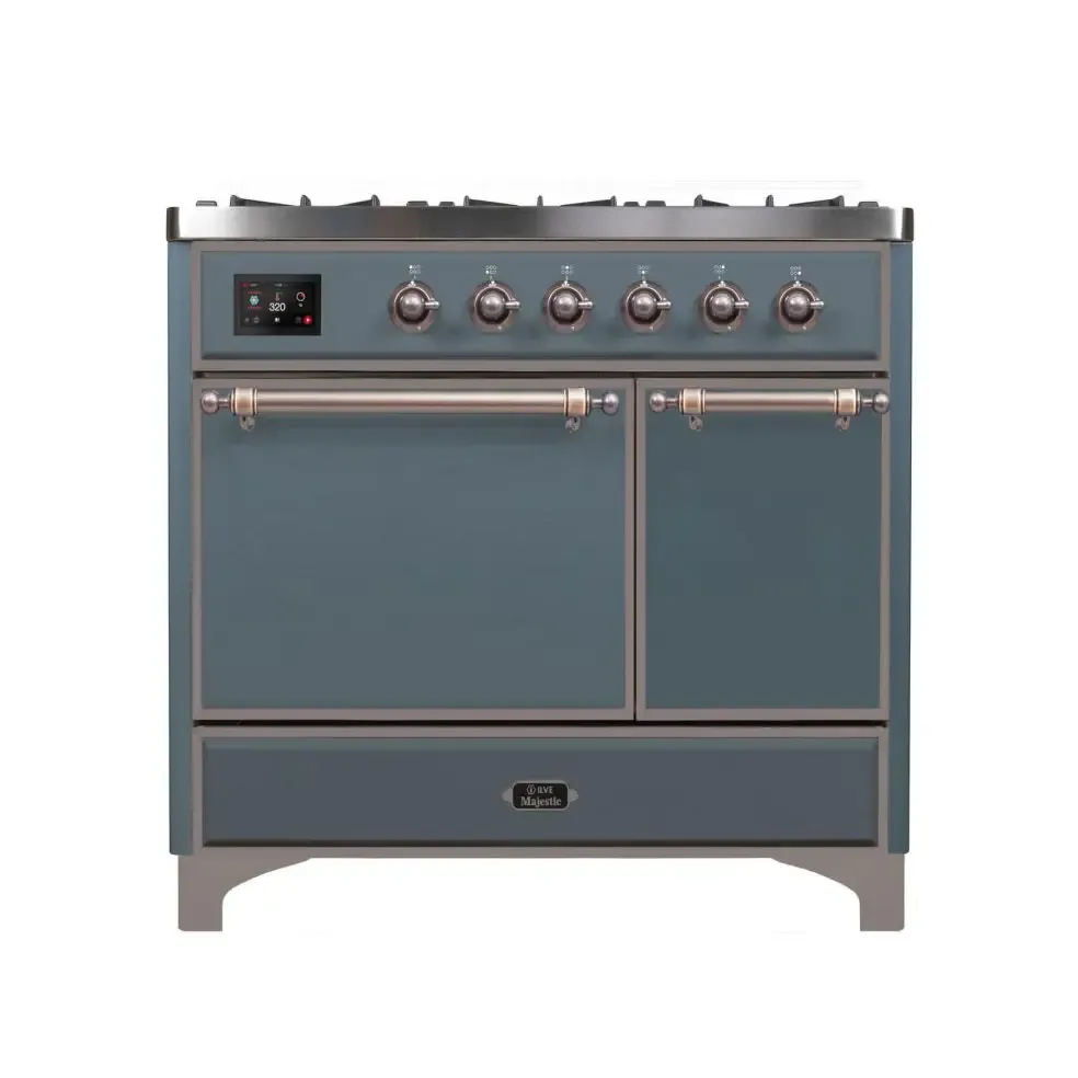 ILVE Majestic II 40 Inch Freestanding Dual Fuel Natural Gas Range and Electric Oven with Bronze Trim