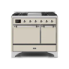 ILVE Majestic II 40 Inch Freestanding Dual Fuel Natural Gas Range and Electric Oven with Chrome Trim