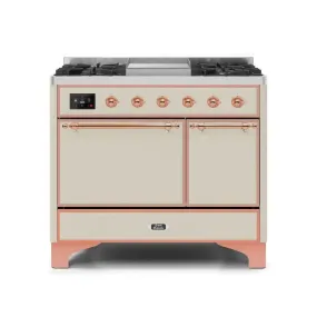 ILVE Majestic II 40 Inch Freestanding Dual Fuel Natural Gas Range and Electric Oven with Copper Trim