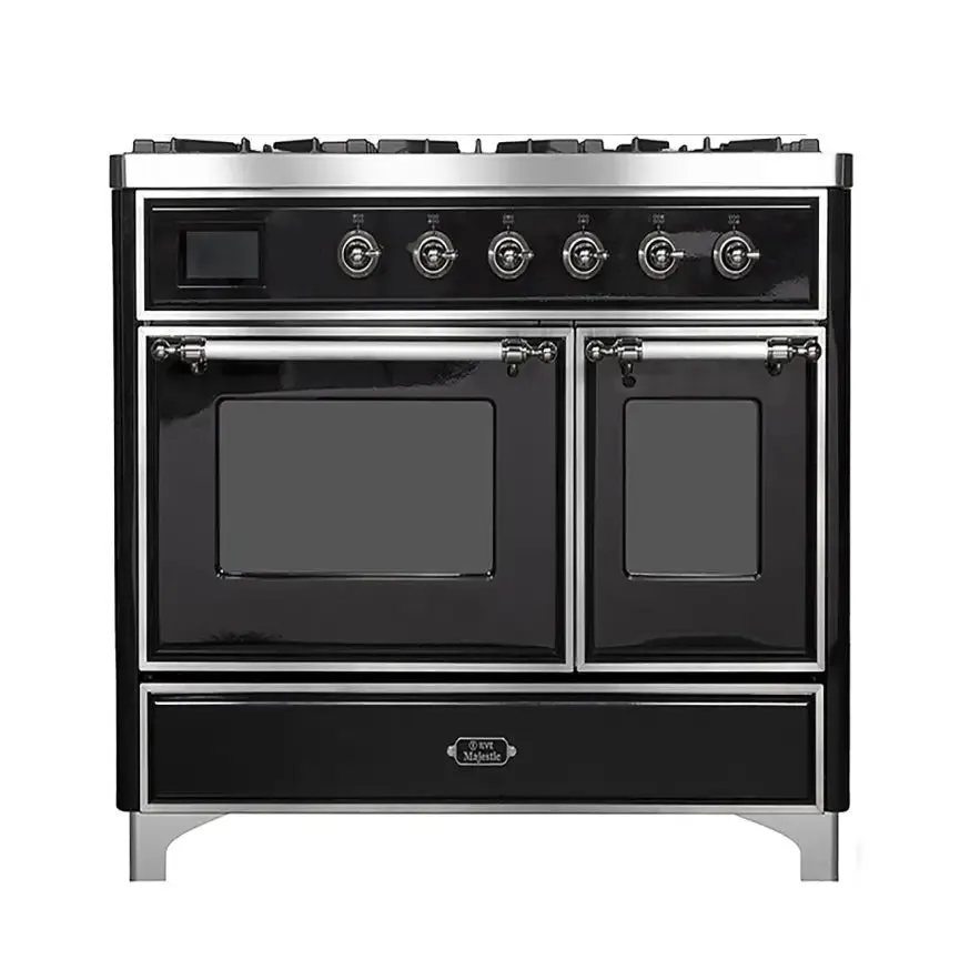 ILVE Majestic II 40 Inch Freestanding Dual Fuel Range Double Oven in Liquid Propane with Chrome Trim