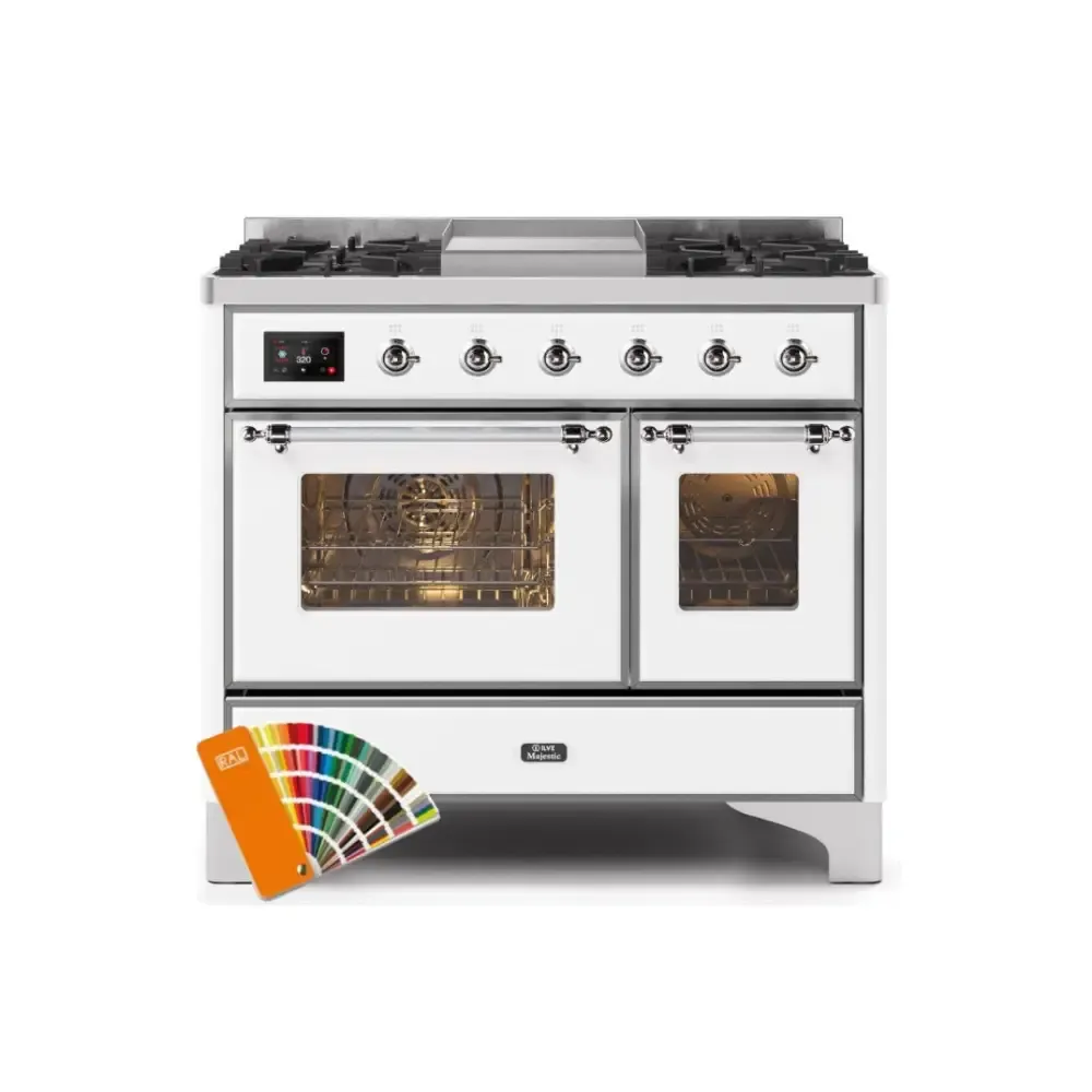 ILVE Majestic II 40 Inch Freestanding Dual Fuel Range Double Oven in Liquid Propane with Chrome Trim