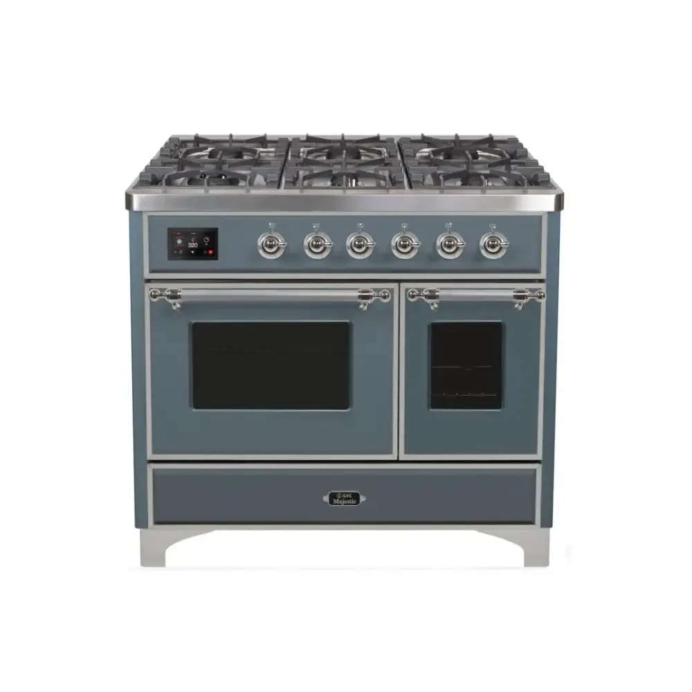 ILVE Majestic II 40 Inch Freestanding Dual Fuel Range Double Oven in Liquid Propane with Chrome Trim