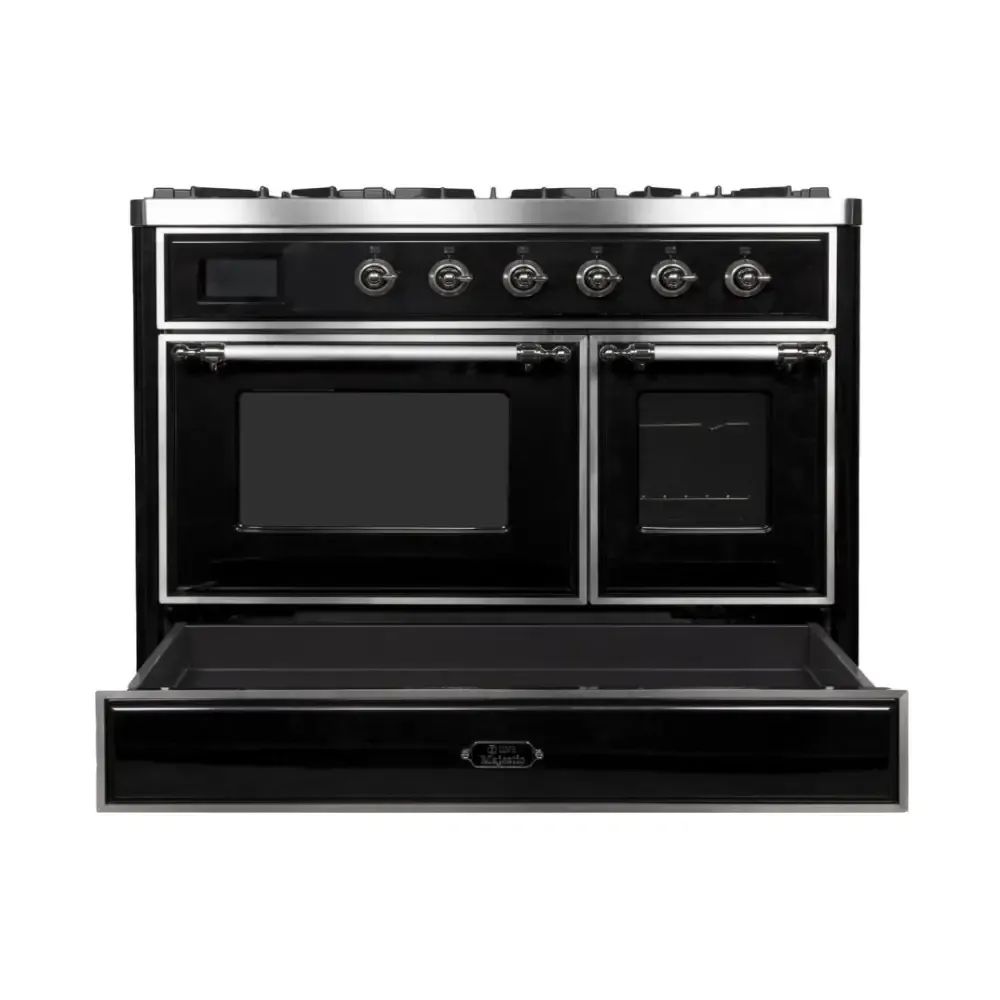 ILVE Majestic II 40 Inch Freestanding Dual Fuel Range Double Oven in Liquid Propane with Chrome Trim