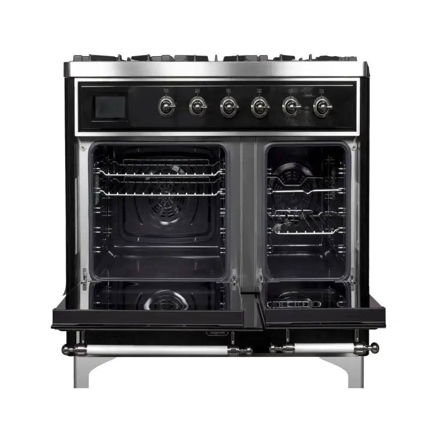 ILVE Majestic II 40 Inch Freestanding Dual Fuel Range Double Oven in Liquid Propane with Chrome Trim