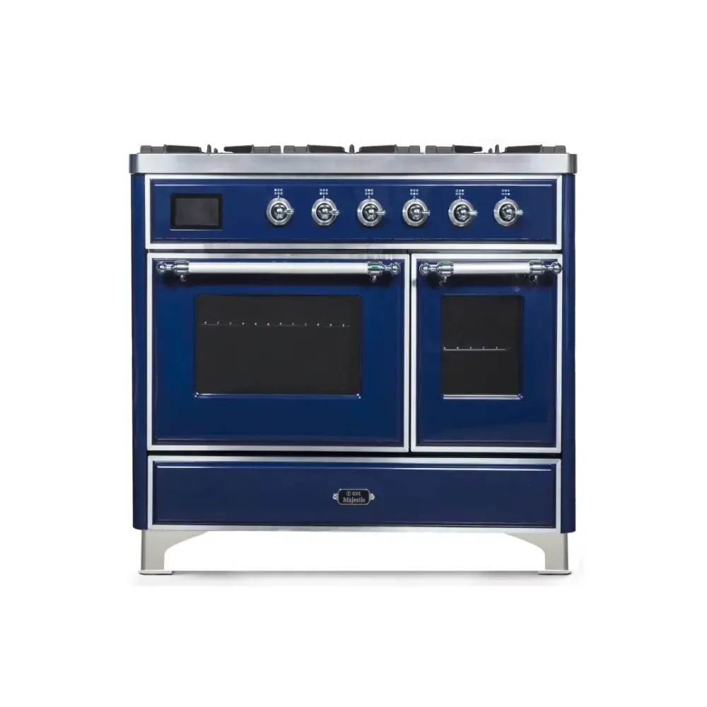 ILVE Majestic II 40 Inch Freestanding Dual Fuel Range Double Oven in Liquid Propane with Chrome Trim