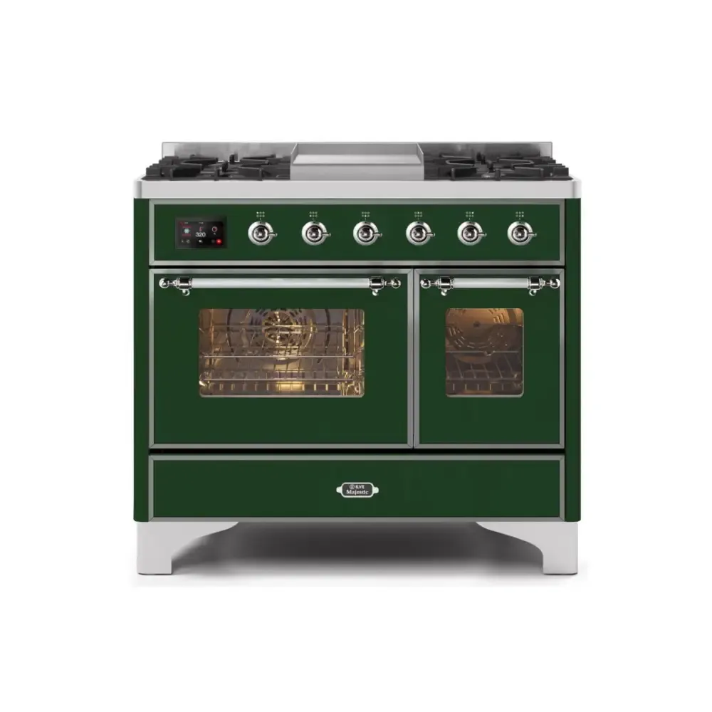 ILVE Majestic II 40 Inch Freestanding Dual Fuel Range Double Oven in Liquid Propane with Chrome Trim