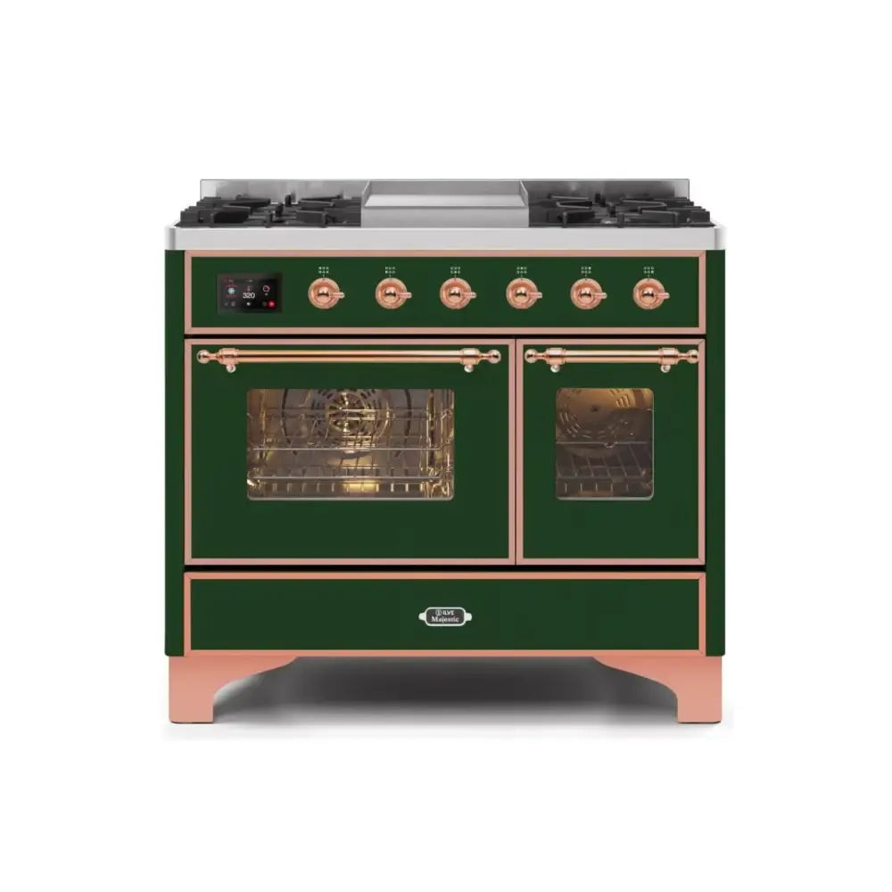 ILVE Majestic II 40 Inch Freestanding Dual Fuel Range Double Oven in Liquid Propane with Copper Trim