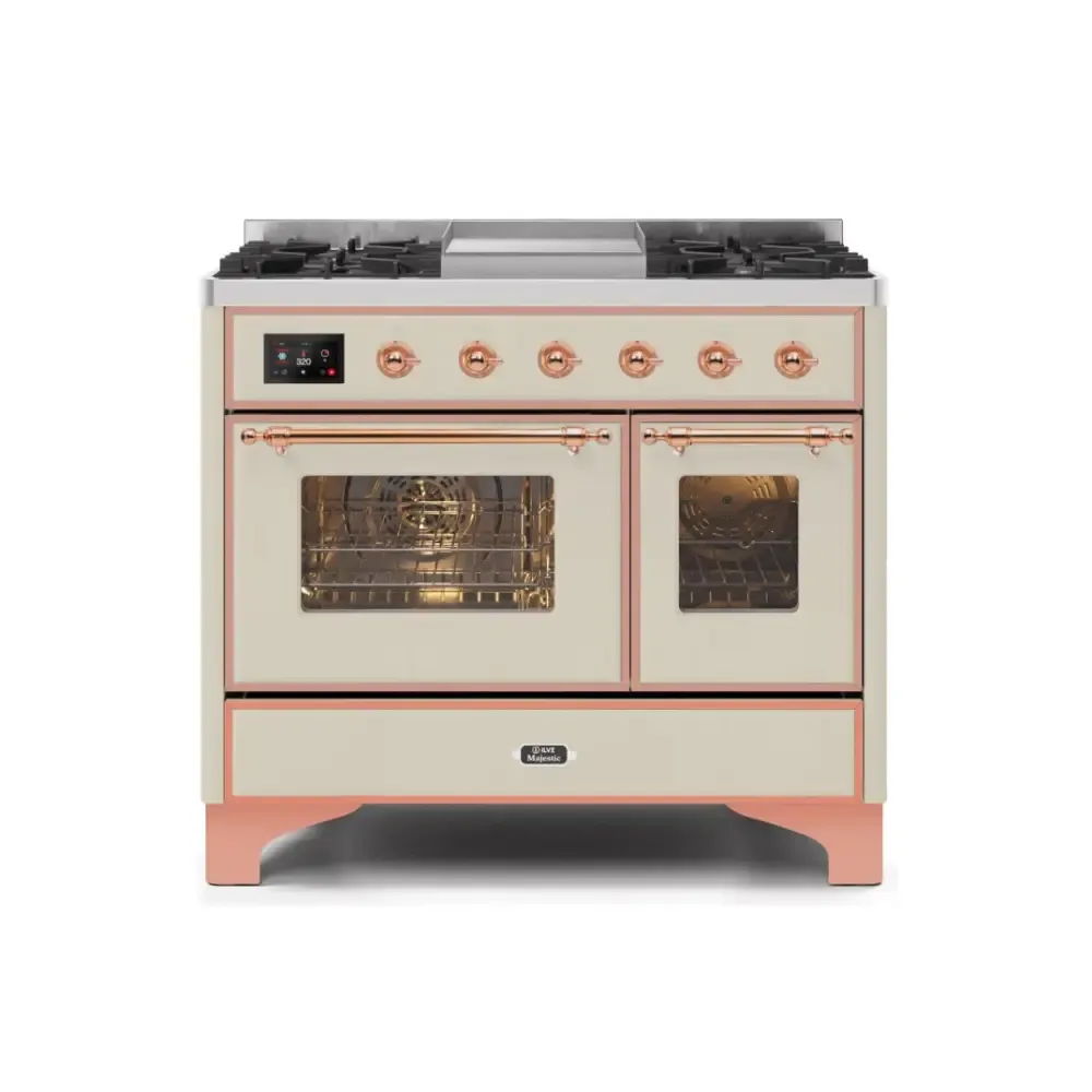 ILVE Majestic II 40 Inch Freestanding Dual Fuel Range Double Oven in Liquid Propane with Copper Trim