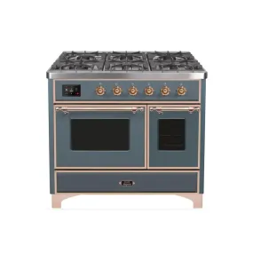 ILVE Majestic II 40 Inch Freestanding Dual Fuel Range Double Oven in Liquid Propane with Copper Trim