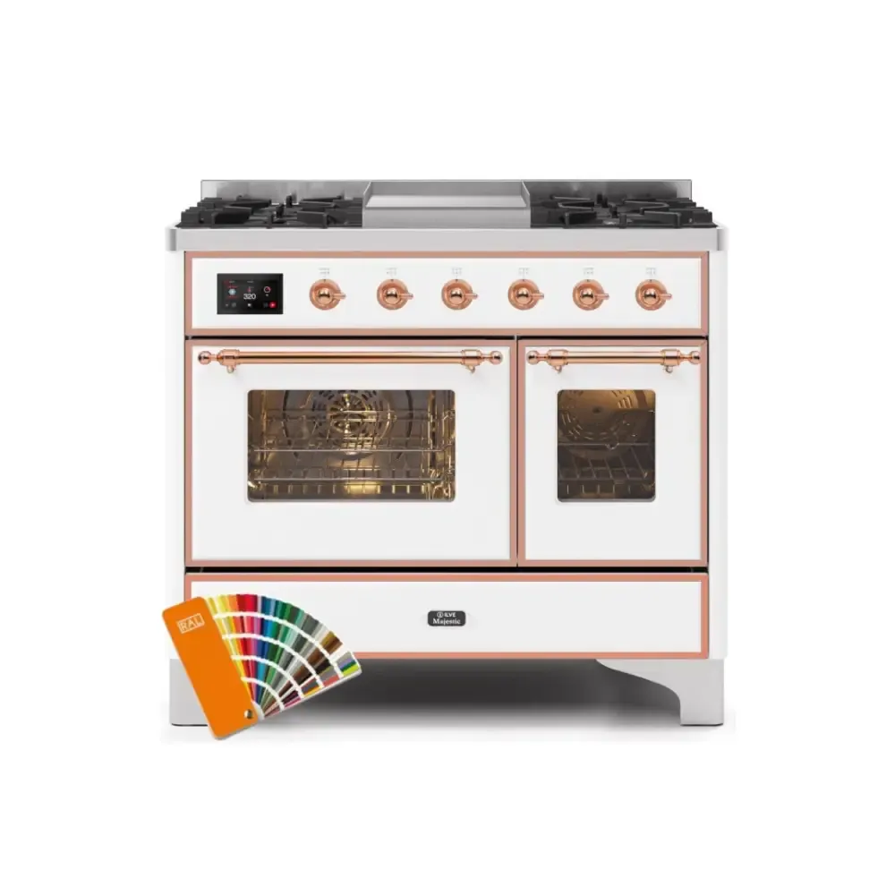 ILVE Majestic II 40 Inch Freestanding Dual Fuel Range Double Oven in Liquid Propane with Copper Trim