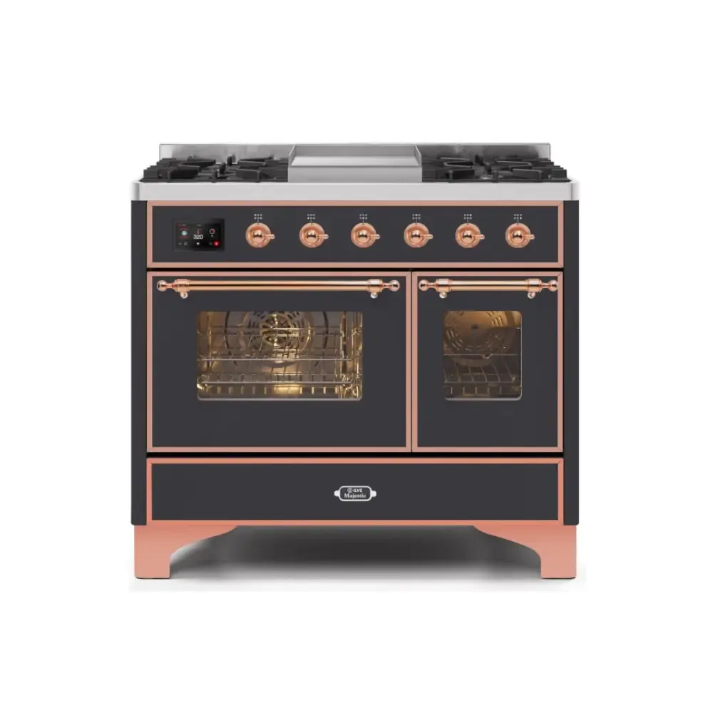 ILVE Majestic II 40 Inch Freestanding Dual Fuel Range Double Oven in Liquid Propane with Copper Trim