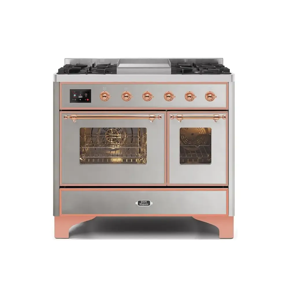 ILVE Majestic II 40 Inch Freestanding Dual Fuel Range Double Oven in Liquid Propane with Copper Trim