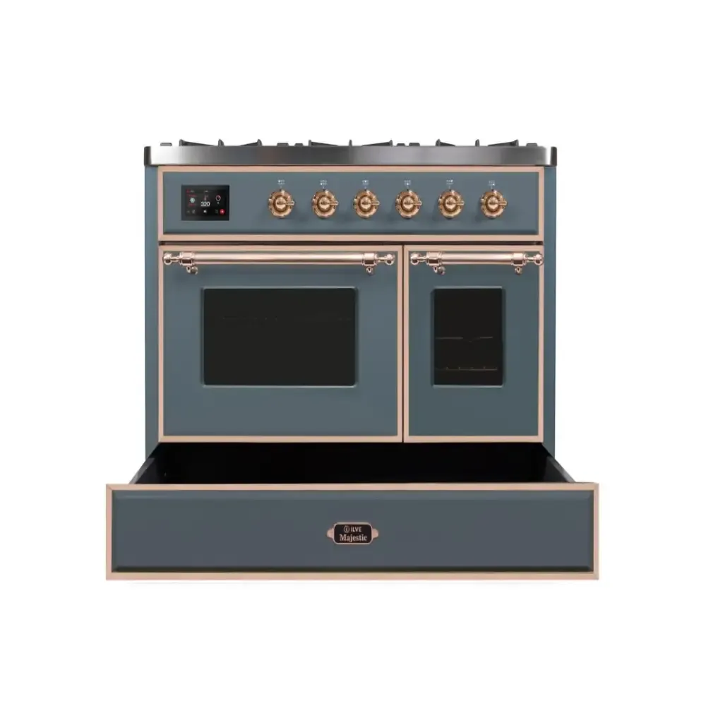 ILVE Majestic II 40 Inch Freestanding Dual Fuel Range Double Oven in Liquid Propane with Copper Trim