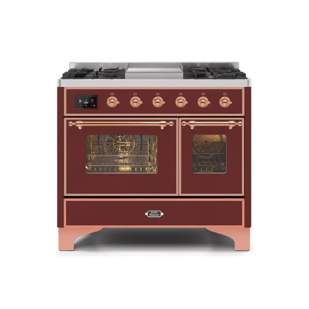 ILVE Majestic II 40 Inch Freestanding Dual Fuel Range Double Oven in Liquid Propane with Copper Trim