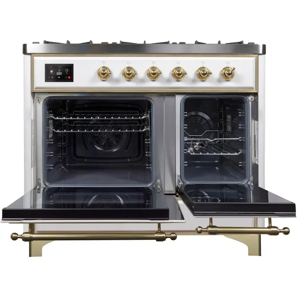 ILVE Majestic II 40 Inch Freestanding Dual Fuel Range Double Oven Natural Gas with Brass Trim