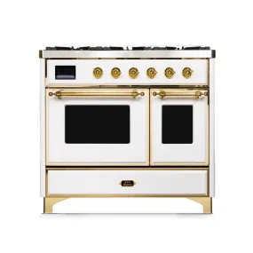 ILVE Majestic II 40 Inch Freestanding Dual Fuel Range Double Oven Natural Gas with Brass Trim