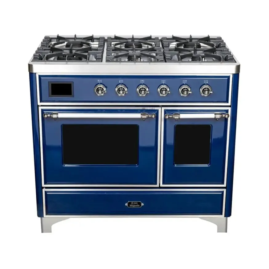 ILVE Majestic II 40 Inch Freestanding Dual Fuel Range Double Oven Natural Gas with Chrome Trim