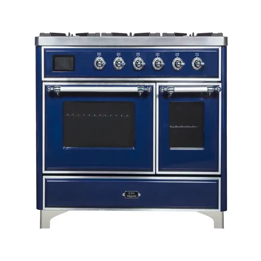 ILVE Majestic II 40 Inch Freestanding Dual Fuel Range Double Oven Natural Gas with Chrome Trim