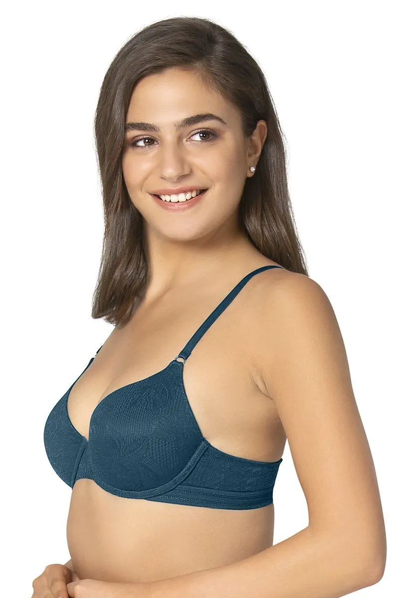 Invisi Lace Padded Wired Full Cover T-Shirt Bra - Moss Green