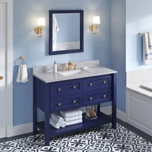 Jeffrey Alexander Adler Transitional 48 Hale Blue Single Undermount Sink Vanity With Marble Top | VKITADL48BLWCR