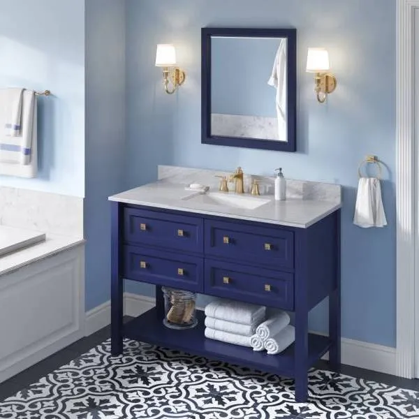 Jeffrey Alexander Adler Transitional 48 Hale Blue Single Undermount Sink Vanity With Marble Top | VKITADL48BLWCR