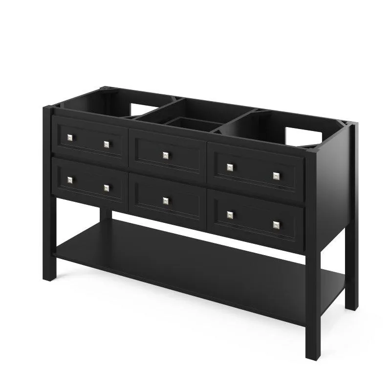 Jeffrey Alexander Adler Transitional 60 Black Double Undermount Sink Vanity With Quartz Top | VKITADL60BKCQR