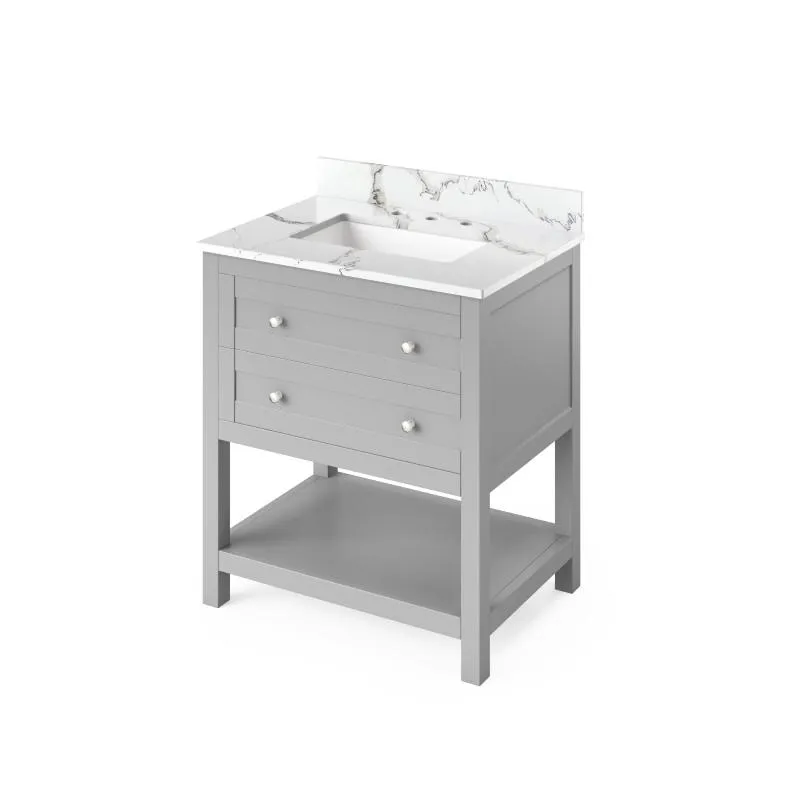 Jeffrey Alexander Astoria Transitional 30 Grey Single Undermount Sink Vanity With Quartz Top | VKITAST30GRCQR