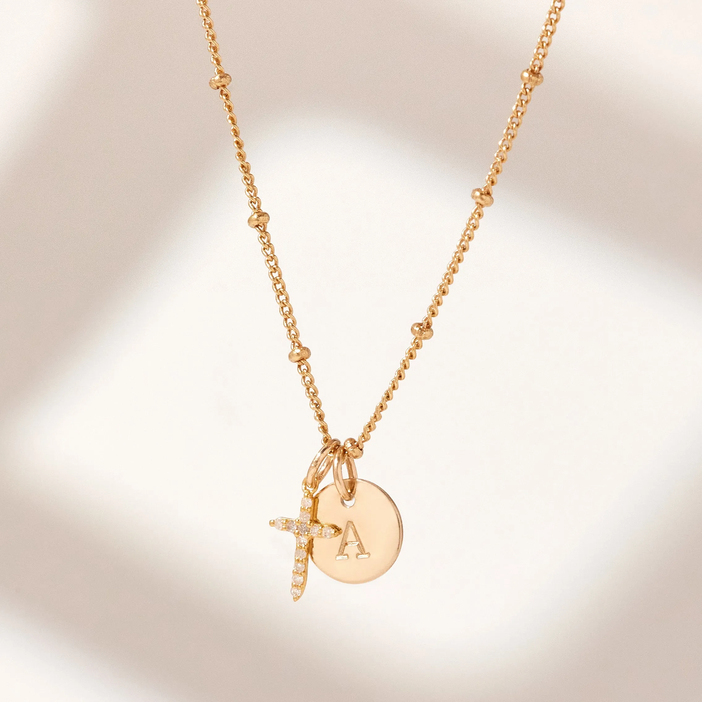 Josephine Initial Cross Pendant