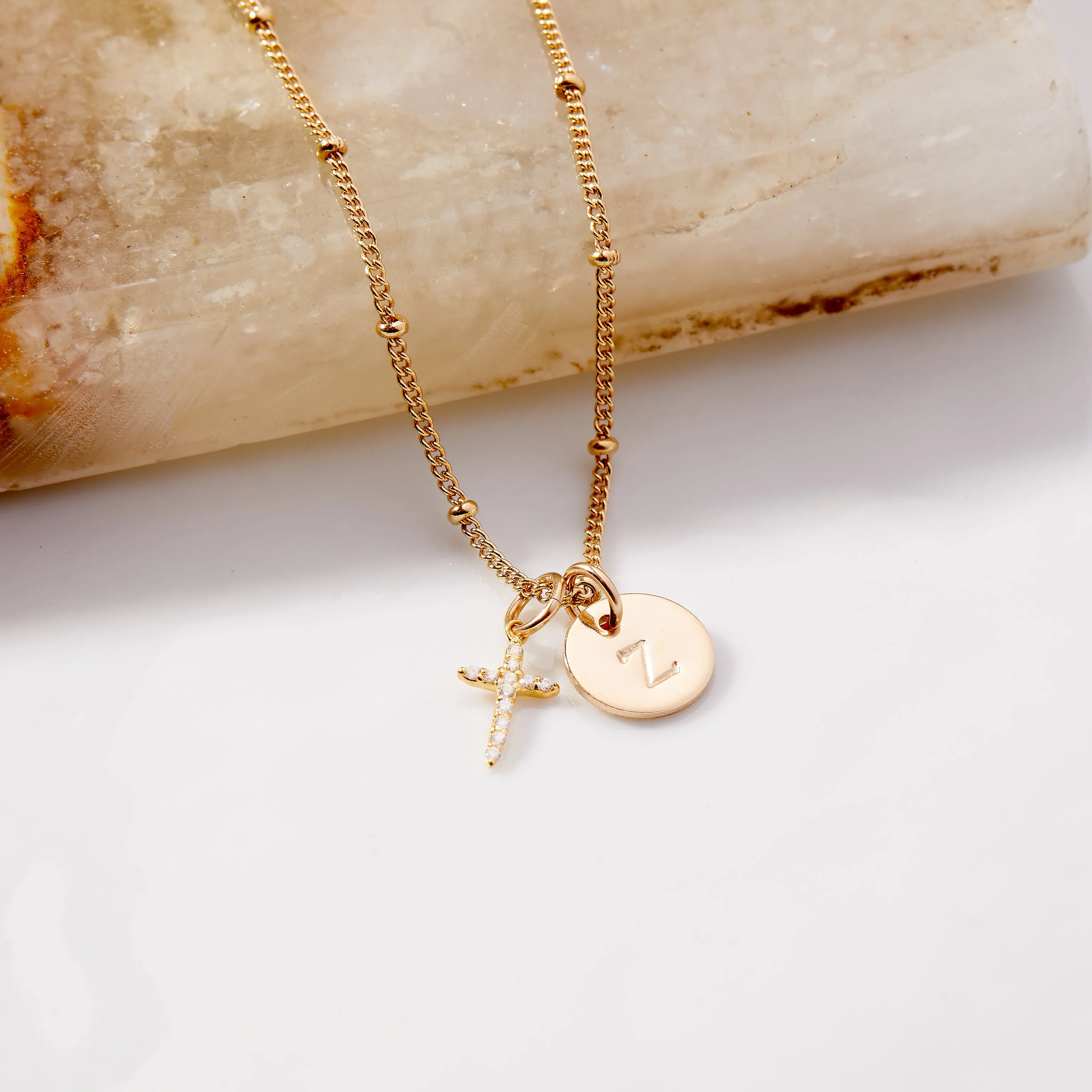 Josephine Initial Cross Pendant