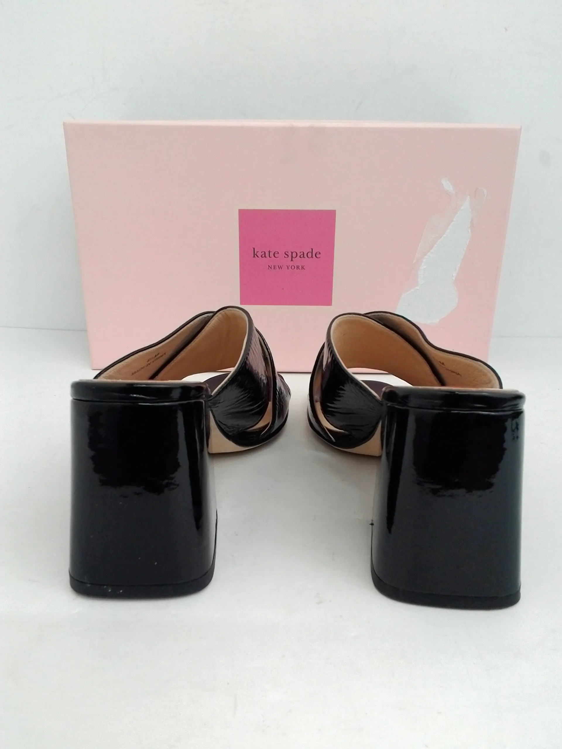 Kate Spade Women's Venus Black Patent Heeled Mule Sandal Size 6.5 M