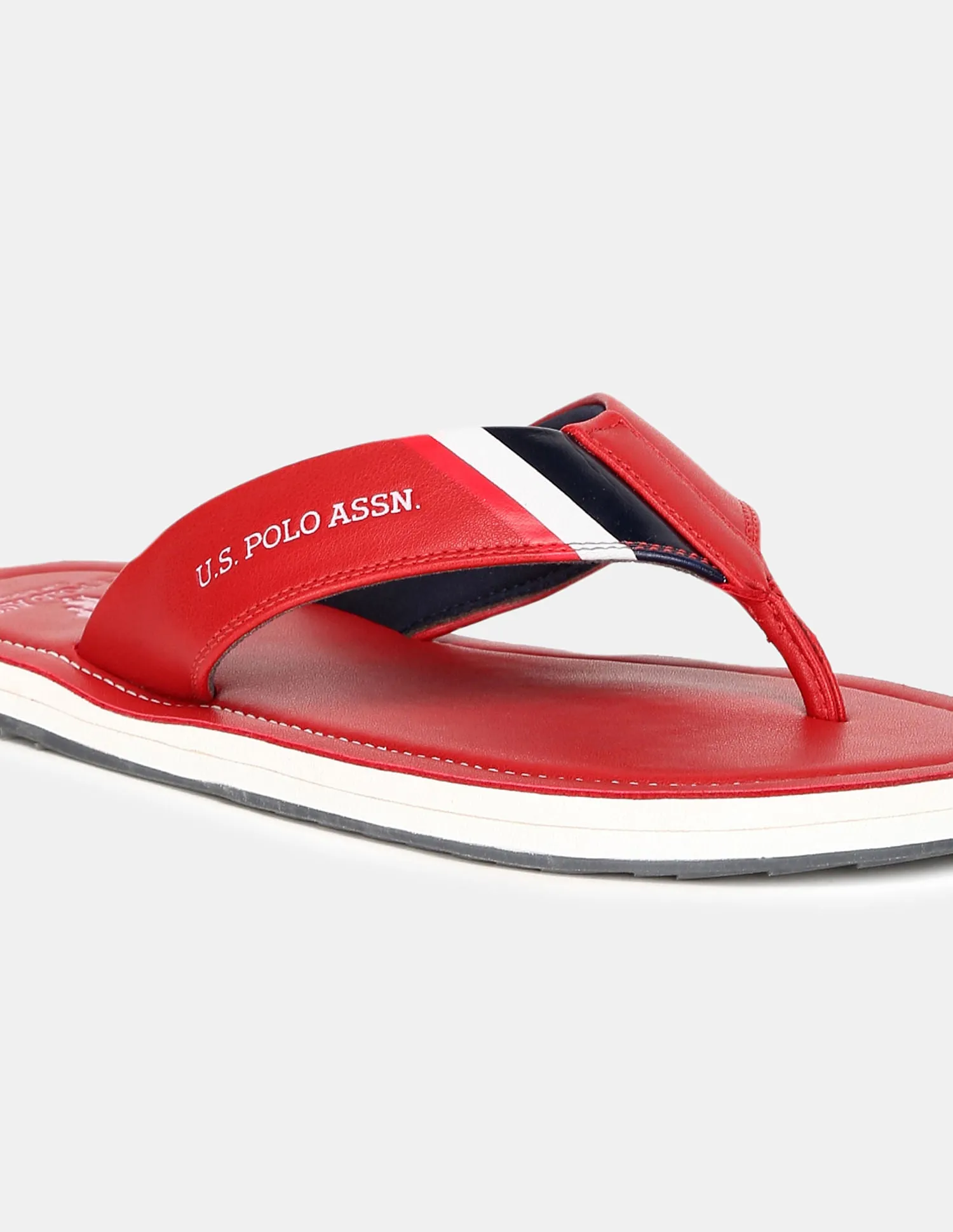 Logo Printed V-Strap Non-Skid Patt Flip Flops