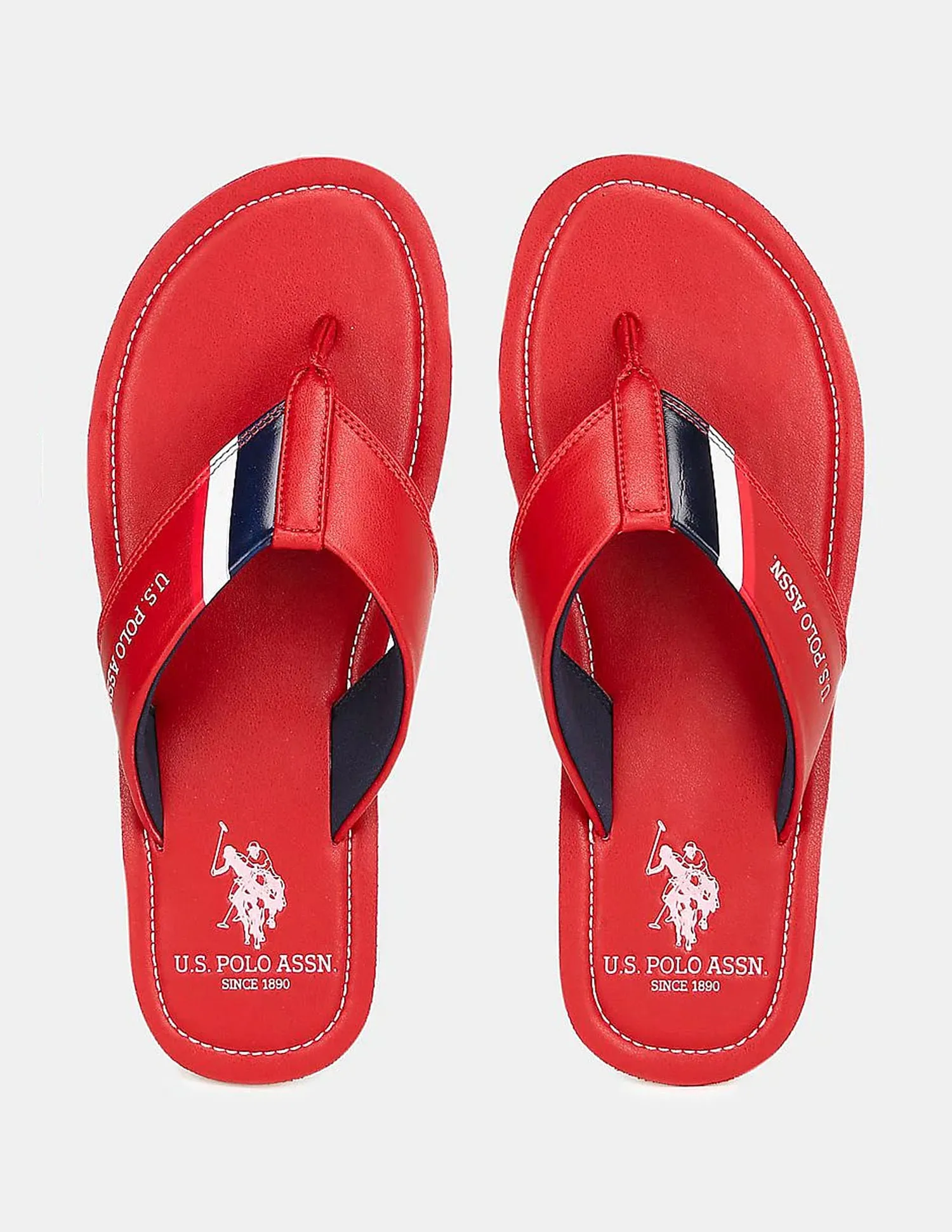 Logo Printed V-Strap Non-Skid Patt Flip Flops