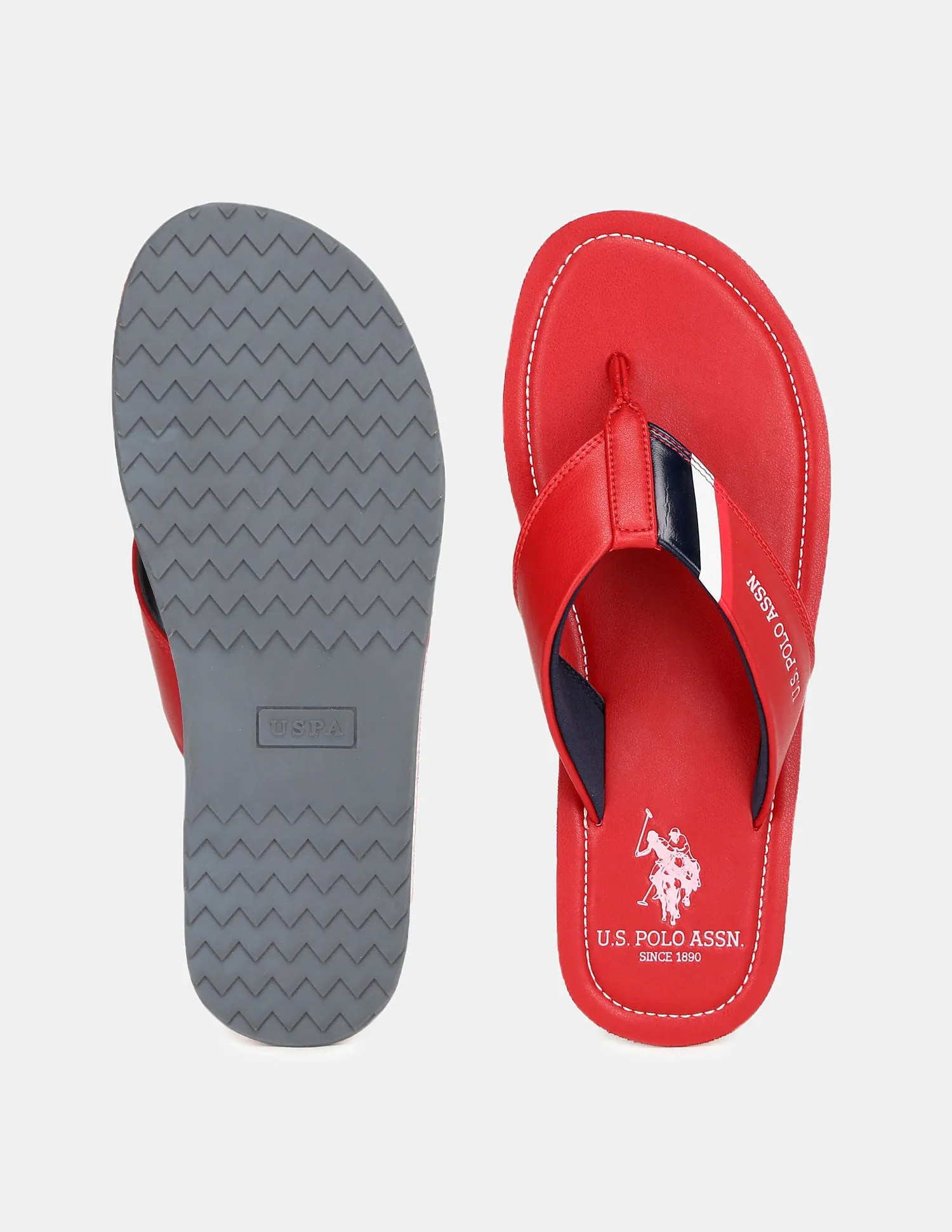 Logo Printed V-Strap Non-Skid Patt Flip Flops