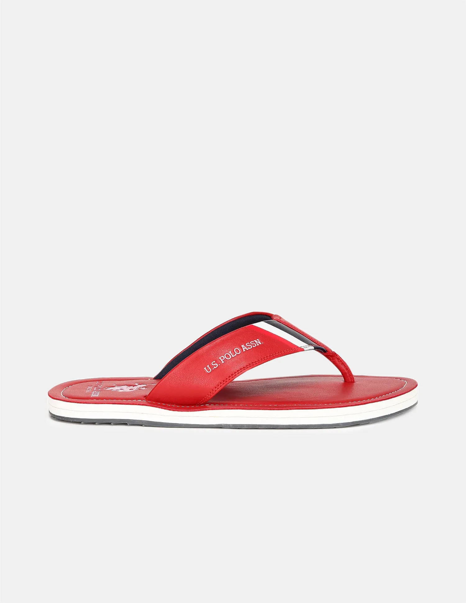 Logo Printed V-Strap Non-Skid Patt Flip Flops