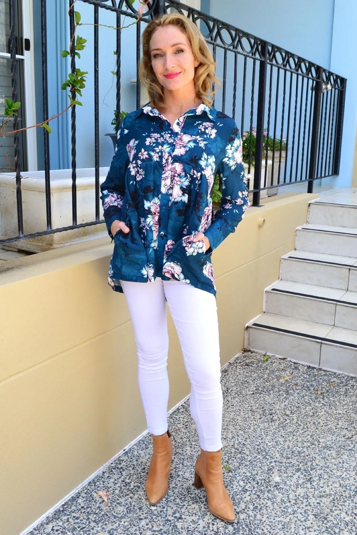 Long Sleeve Carnation Tunic Shirt