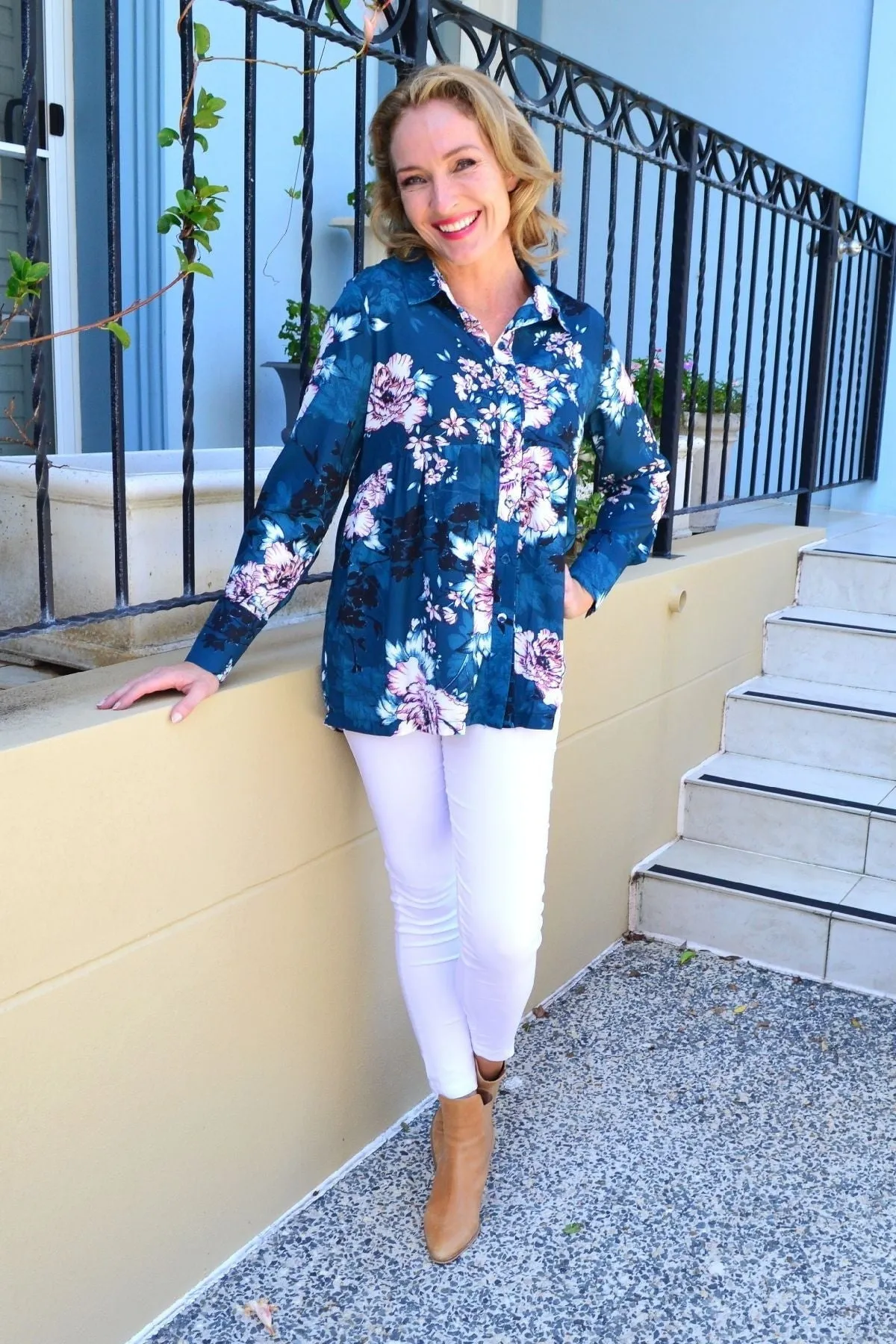 Long Sleeve Carnation Tunic Shirt