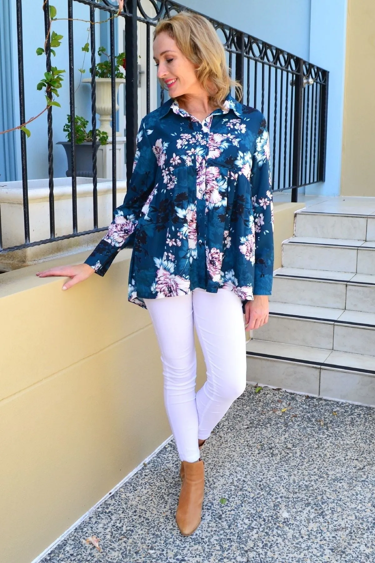 Long Sleeve Carnation Tunic Shirt