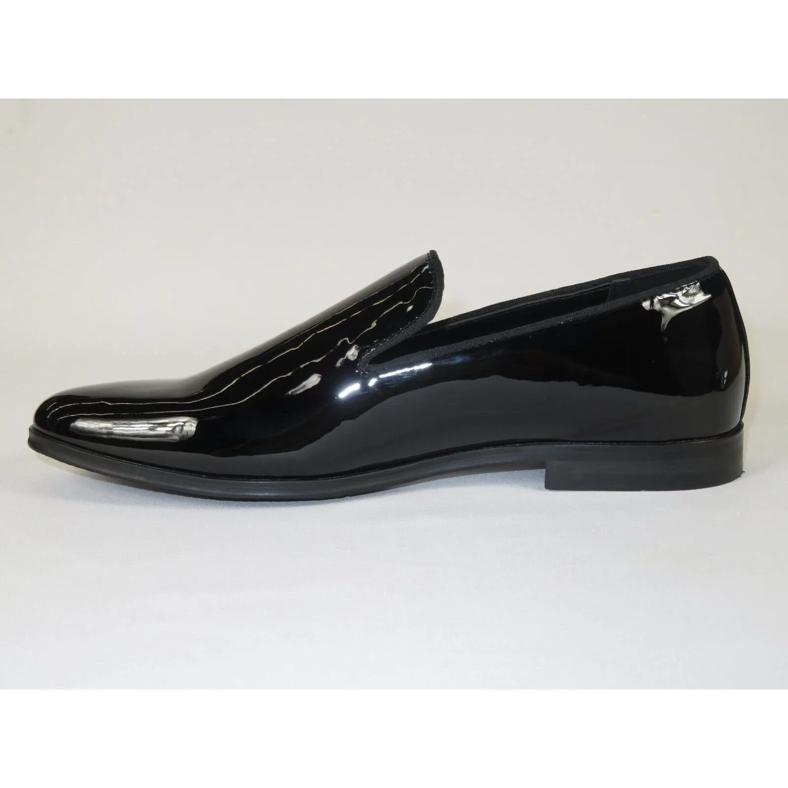 Men Santino Luciano Formal Shoes Patent Leather Shiny Slip on Loafer C350 Black