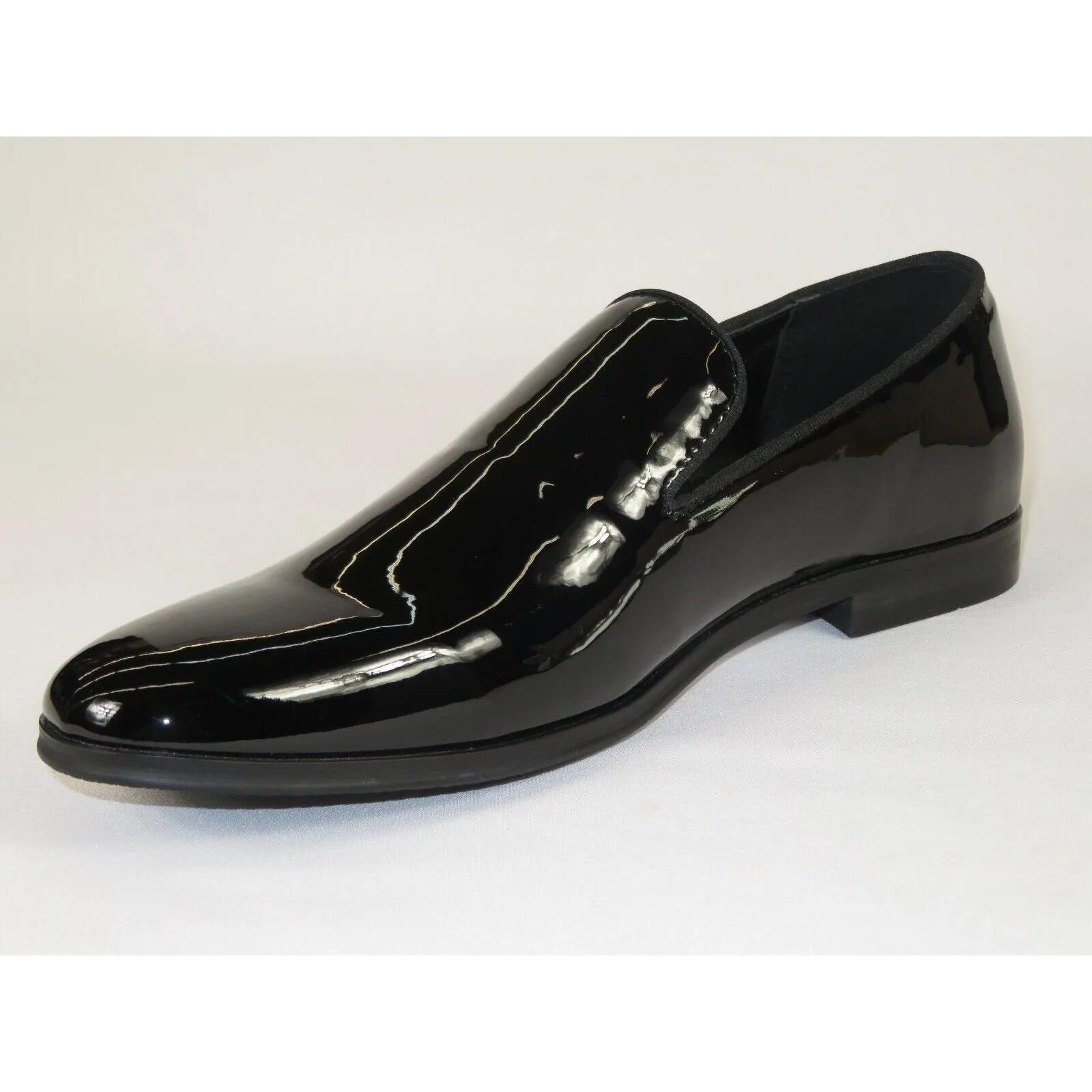 Men Santino Luciano Formal Shoes Patent Leather Shiny Slip on Loafer C350 Black