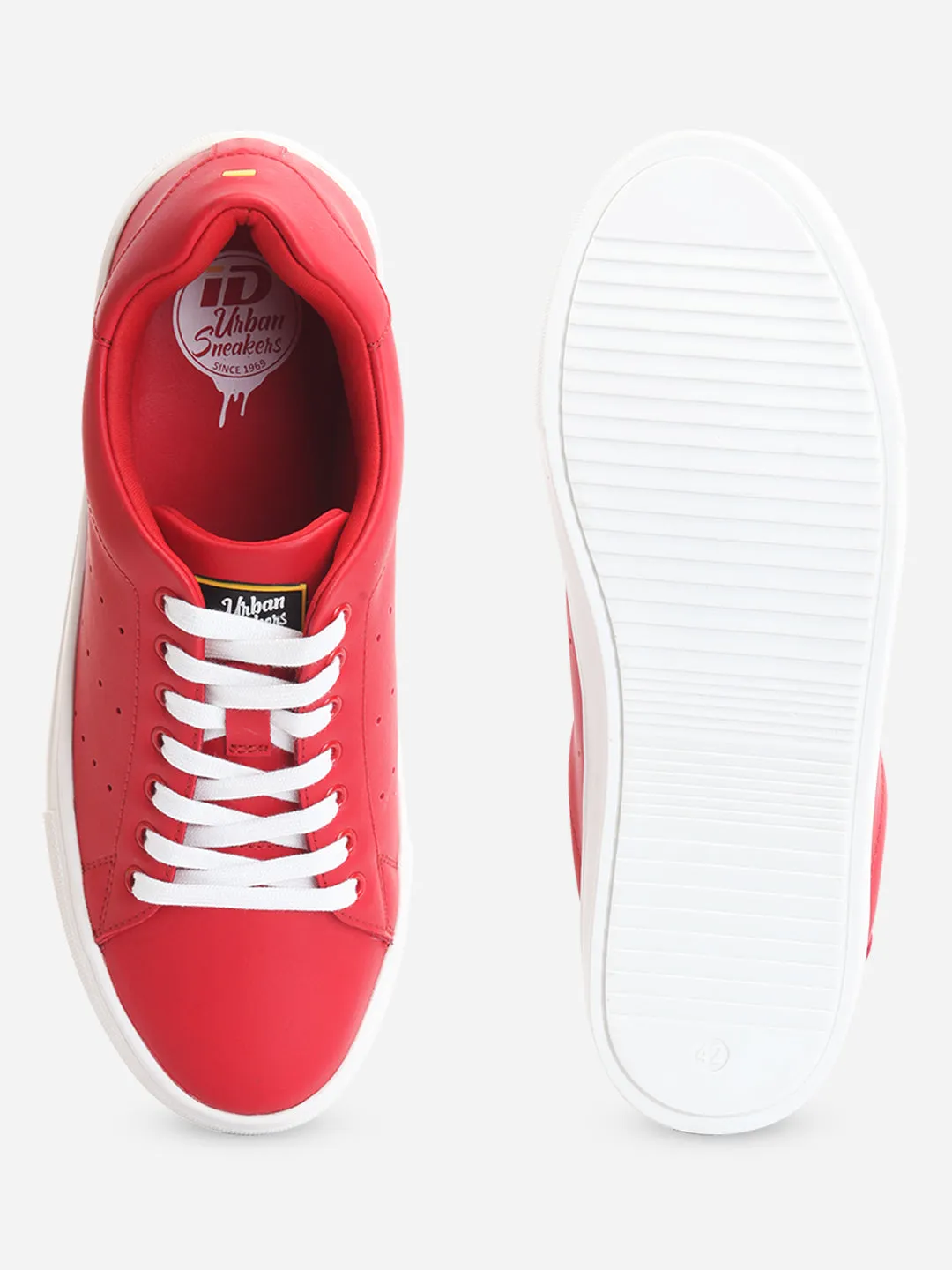 Men's Red Soft Textured Lace Up Sneaker (ID3075)